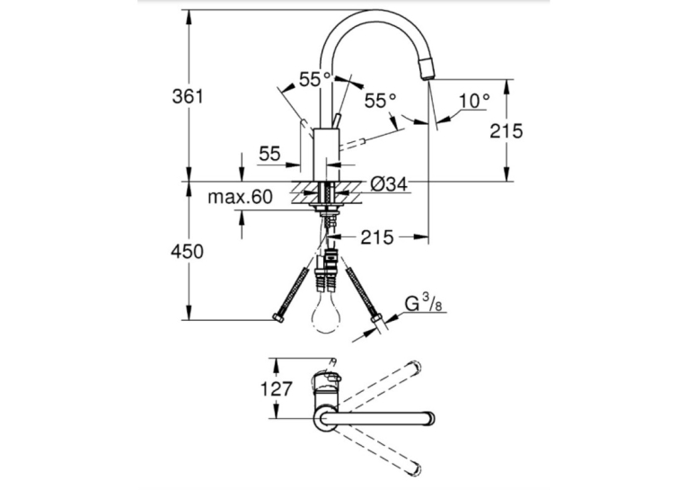 Кухонна мийка Grohe EX Sink K400 + змішувач Concetto (31570SD0) Сталь