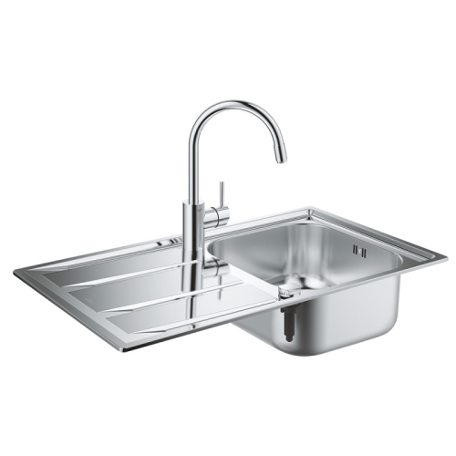 Кухонная мойка Grohe EX Sink K400 + смеситель Concetto (31570SD0) Сталь