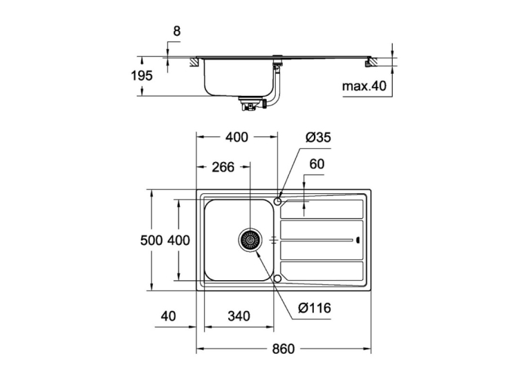Кухонна мийка Grohe EX Sink K500 31571SD0 Сталь