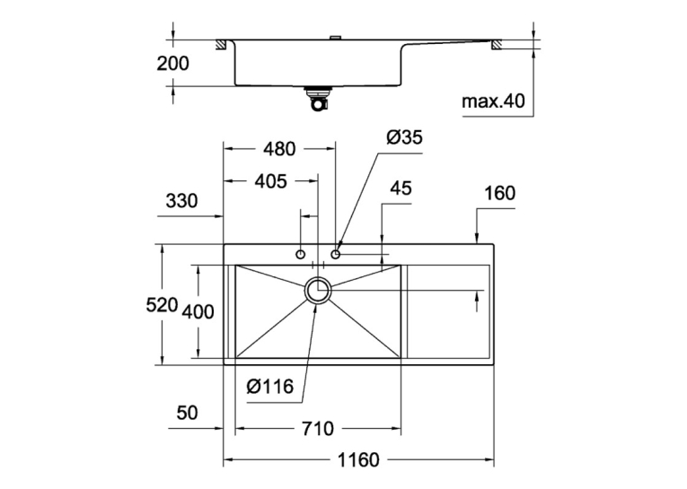 Кухонная мойка Grohe Sink K1000 31581SD0 Сталь