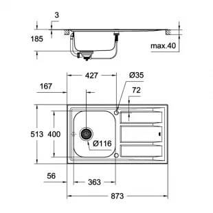 Кухонная мойка Grohe EX Sink K400+ 31568SD0 Сталь