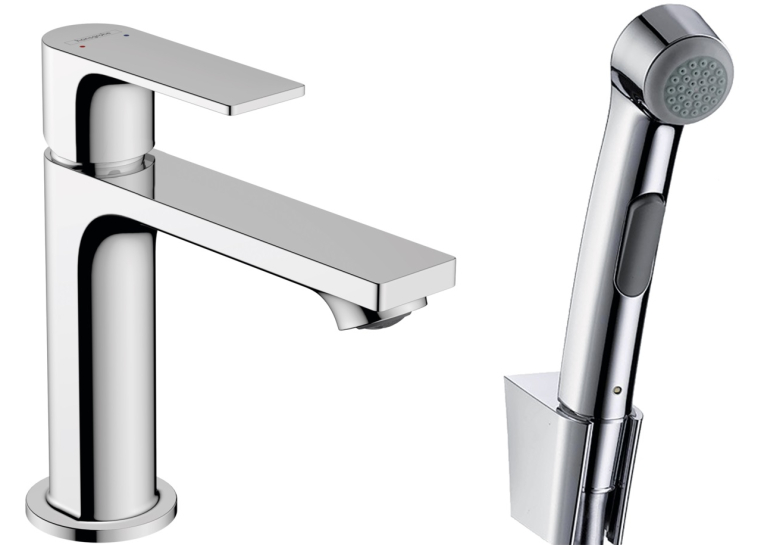 Смеситель Hansgrohe Rebris E 110 для умывальника с гигиенической лейкой. Chrome 72216000