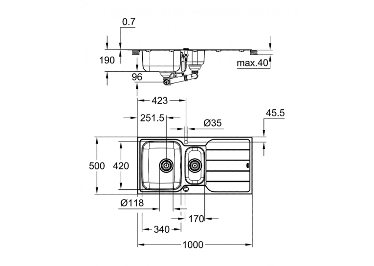 Мойка из нержавеющей стали Grohe Sink K500 31572SD1 Сталь