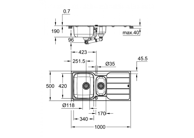 Мойка из нержавеющей стали Grohe Sink K500 31572SD1 Сталь