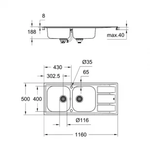Кухонная мойка Grohe EX Sink K400 31587SD0 Сталь
