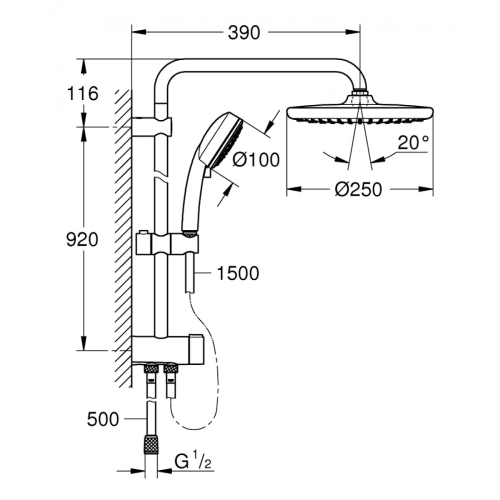 Душевая система Grohe Tempesta Cosmopolitan System 250 26675000 Flex