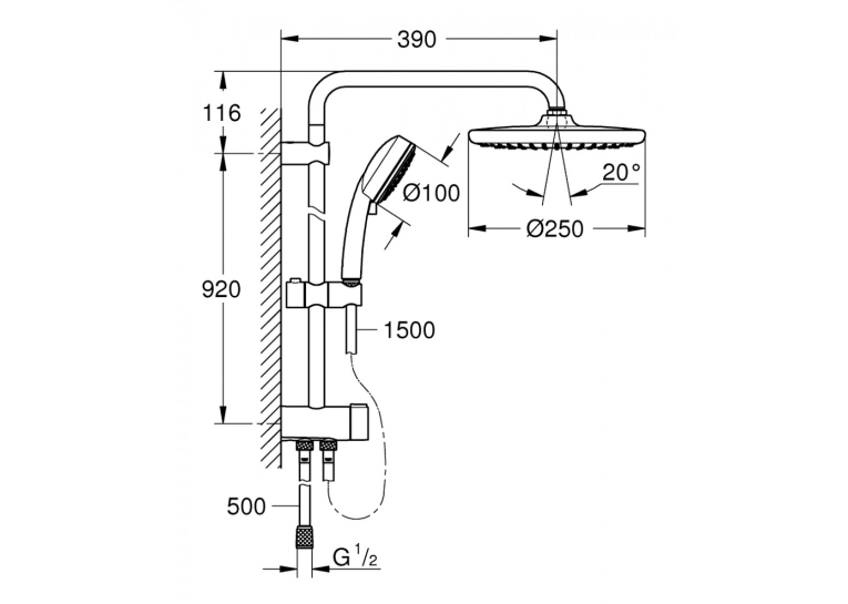 Душова система Grohe Tempesta Cosmopolitan System 250 26675000 Flex