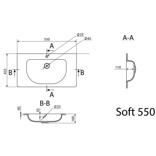 Умывальник Radaway Soft 55 (U124055-02-01)