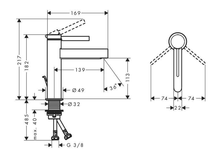 Смеситель Hansgrohe Finoris для раковины, белый матовый 76023700