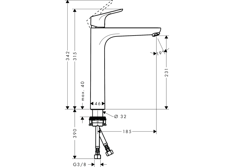 Змішувач для раковини Hansgrohe Focus 230 без донного клапана 31532000