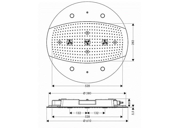 Тропічний душ Hansgrohe Raindance Rainmaker Air 3jet 600 з підсвічуванням, хром 26117000