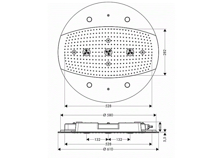 Тропічний душ Hansgrohe Raindance Rainmaker Air 3jet 600 з підсвічуванням, хром 26117000