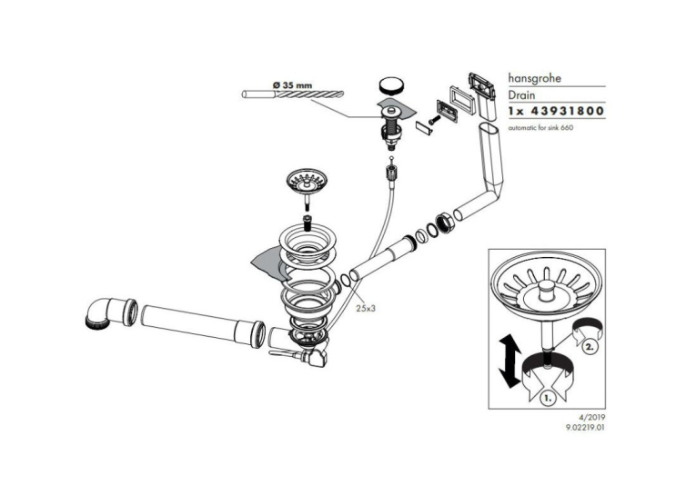 Сифон для миття Hansgrohe D14-11, хром 43931800