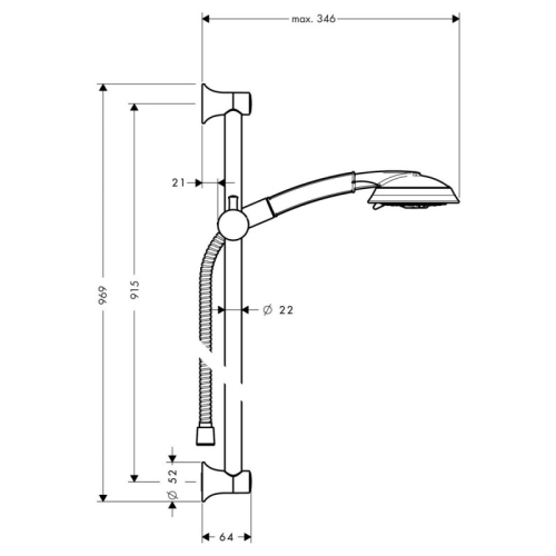 Душевой набор Hansgrohe Raindance Classic 100 3jet 90см Chrome 27841000