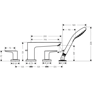 Смеситель для ванны Hansgrohe Talis E на 4 отверстия Matt White 71748700