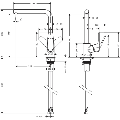 Кухонний змішувач Hansgrohe Focus Matt Black 31817670 (Пошкоджене пакування)