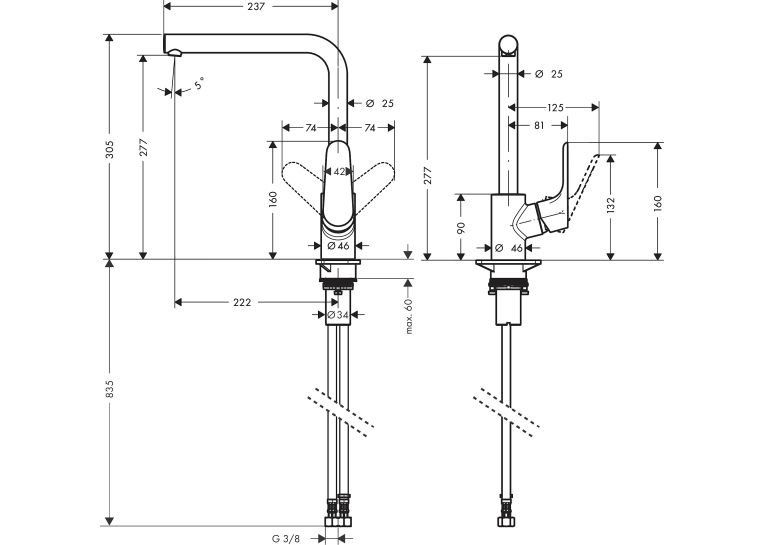 Кухонний змішувач Hansgrohe Focus Matt Black 31817670 (Пошкоджене пакування)