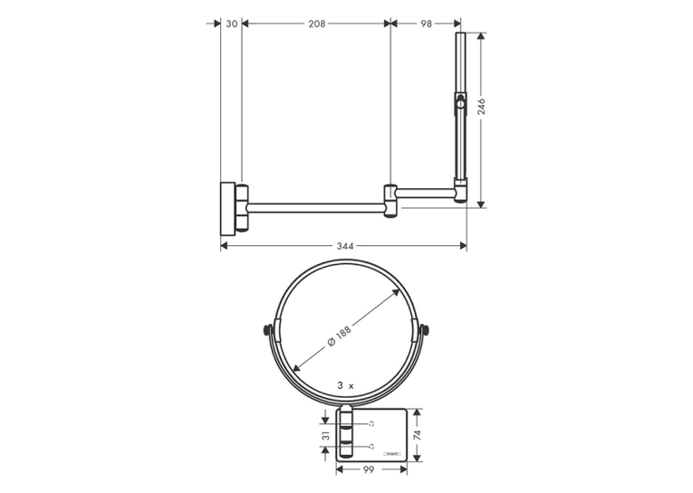 Дзеркало косметичне Hansgrohe AddStoris 41791670 чорний матовий