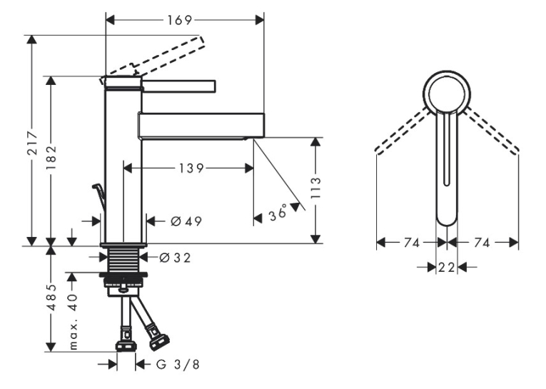 Змішувач Hansgrohe Finoris для раковини, чорний 76023670