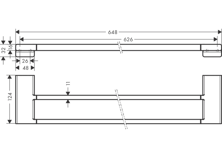 Подвійний тримач для банних рушників Hansgrohe AddStoris 41743140