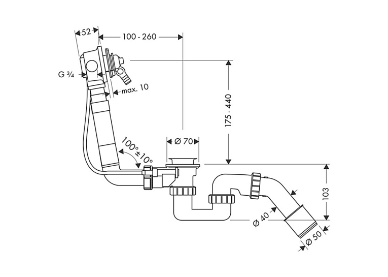 Сифон для ванни Hansgrohe Exafill Basic із наповненням 58125180
