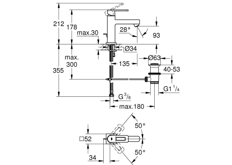 Змішувач для раковини Grohe Quadra 23441000