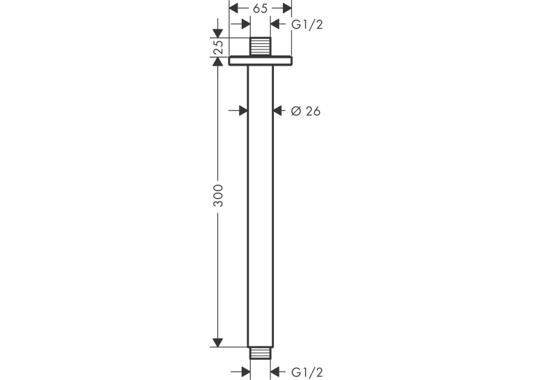 Кронштейн для верхнего душа Hansgrohe Vernis Shape, 30 см черный матовый 26407670