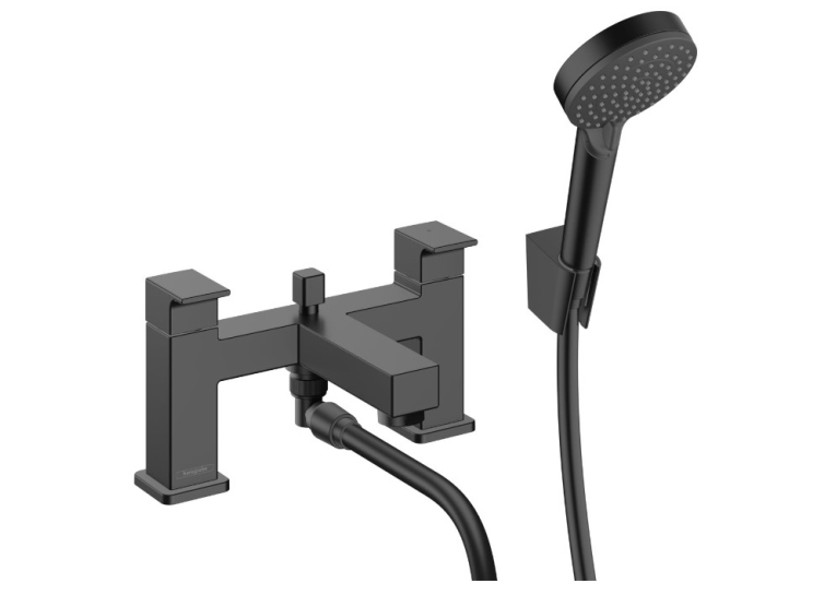 Смеситель на борт ванны Hansgrohe Vernis Shape с душевым гарнитуром 71462670 черный матовый
