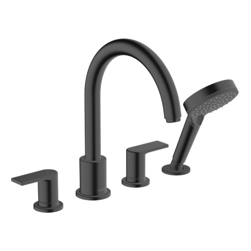 Змішувач на борт ванни Hansgrohe Vernis Shape з душовим гарнітуром 71459670 чорний.