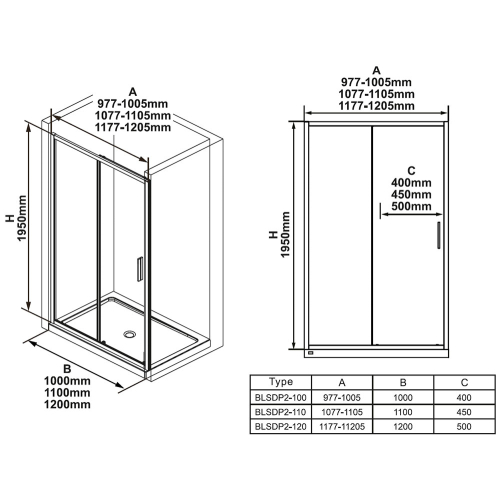 Душові двері Ravak Blix Slim BLSDP2-110 Поліров. алюміній. TRANSPARENT X0PMD0C00Z1