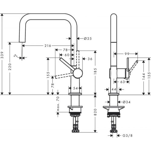 Змішувач Hansgrohe Talis M54 для кухонного миття, чорний матовий 72806670 (Пошкоджене пакування)