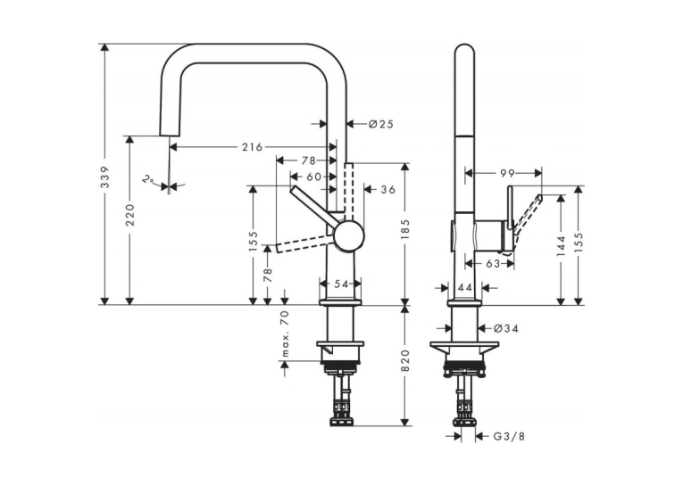 Змішувач Hansgrohe Talis M54 для кухонного миття, чорний матовий 72806670 (Пошкоджене пакування)