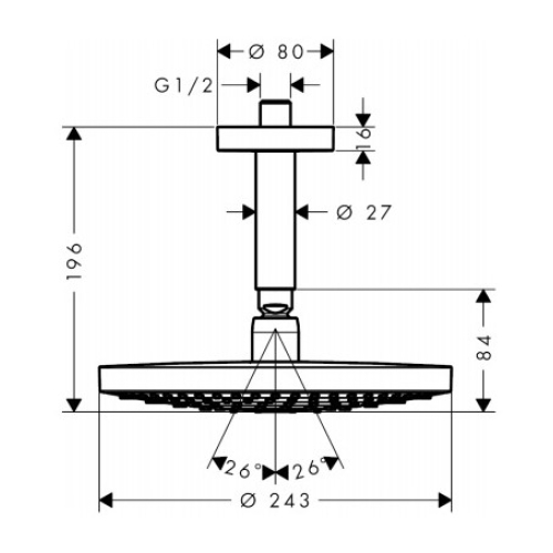 Верхний душ Hansgrohe Raindance Select S 240 2jet хром/белый 26467400