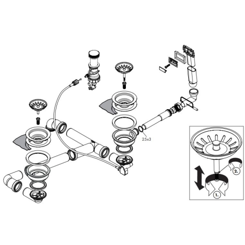 Сифон для мойки Hansgrohe D17-12, хром 43948000