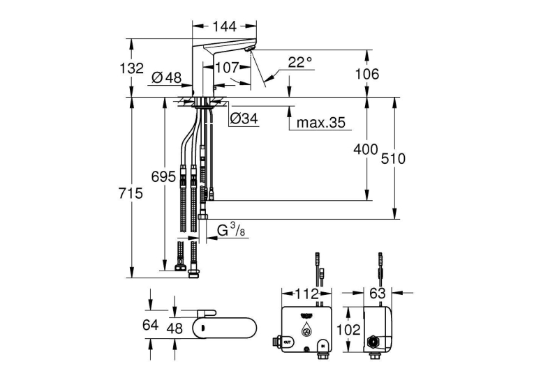Інфрачервоний змішувач для раковини Grohe Eurosmart Cosmopolitan E 36386001