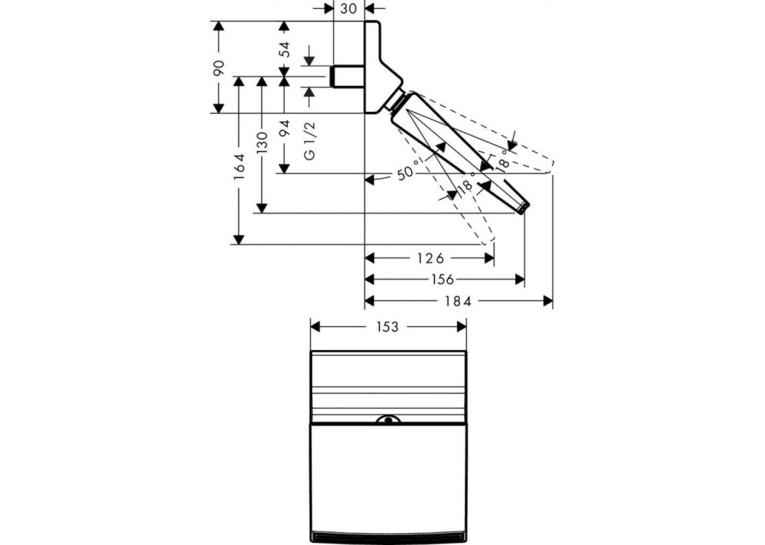 Верхній душ Hansgrohe Raindance Rainfall 150 1jet 26442000