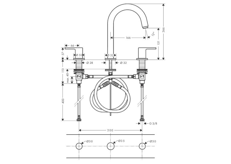 Змішувач для раковини Hansgrohe Vernis Shape 71563670 чорний