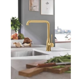 Grohe Смеситель для кухни Essence, длина излива - 220мм, поворотный, 1рычаг, 30269GN0 Золото матовое