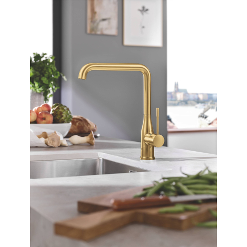 Grohe Змішувач для кухні Essence, довжина виливу - 220мм, поворотний, 1важіль, 30269GN0 Золото матове
