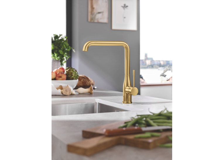 Grohe Змішувач для кухні Essence, довжина виливу - 220мм, поворотний, 1важіль, 30269GN0 Золото матове
