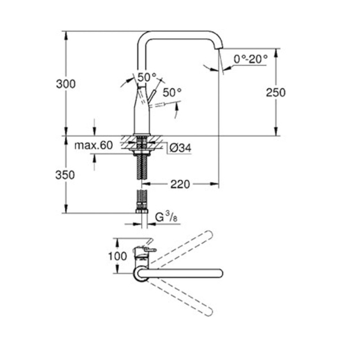 Grohe Essence Одноважільний змішувач для кухні  (30269GL0) (Пошкоджено пакування)