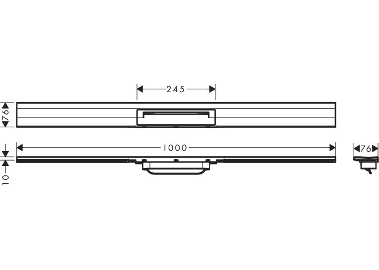 Верхняя часть Hansgrohe "RainDrain Flex" для канала (пристенная) 1000 мм Brushed Stainless Steel 56053800