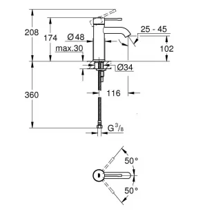 Смеситель для раковины Grohe Essence New 23590AL1 Графит матовый