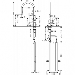 Смеситель Hansgrohe Talis M54 для кухонной мойки с выдвижным душем Black Matt 72801670