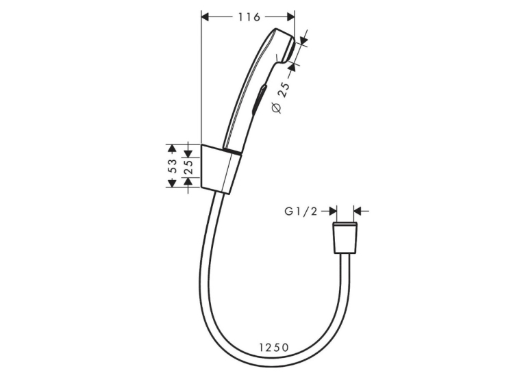 Гігієнічний душ Hansgrohe зі шлангом 125 см та тримачем Brushed Black Chrome 32129340