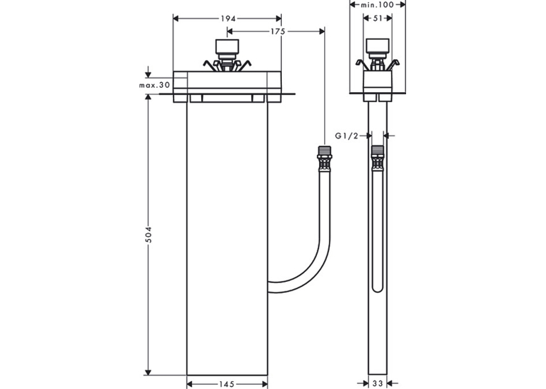 Скрытая часть для ванны Hansgrohe SBox Rim 13560180