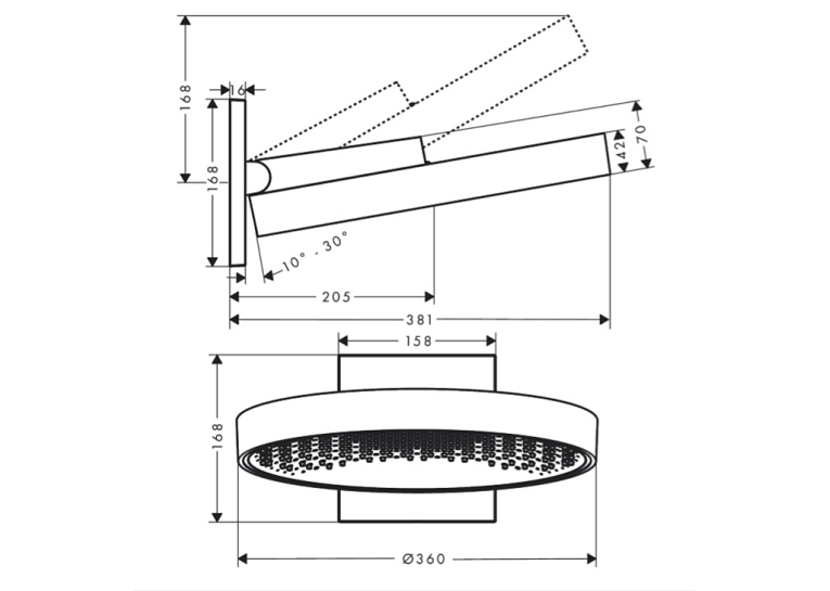 Верхній душ Hansgrohe Rainfinity 360 1jet з утримувачем 26230670