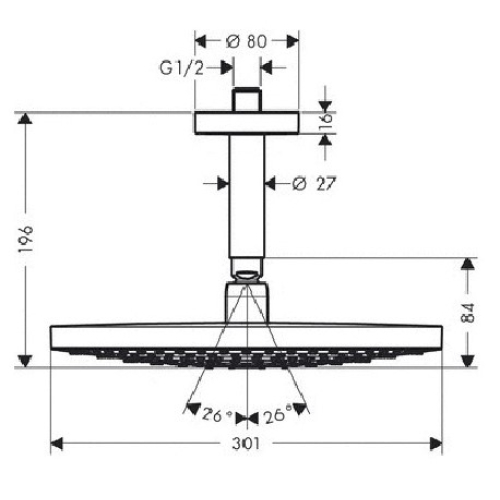 Верхний душ Hansgrohe Raindance Select S  300 2jet Air хром/белый 27378000