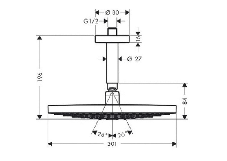 Верхній душ Hansgrohe Raindance Select S 300 2jet Air хром/білий 27378000