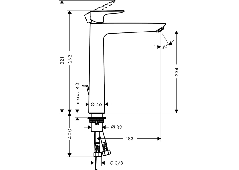 Змішувач для раковини Hansgrohe Talis E 240 Matt Black 71716670